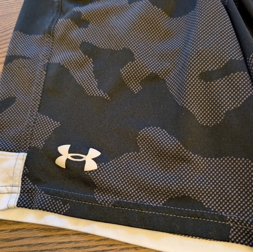 Under Armour Gray‎ and Black Camo Shorts YM